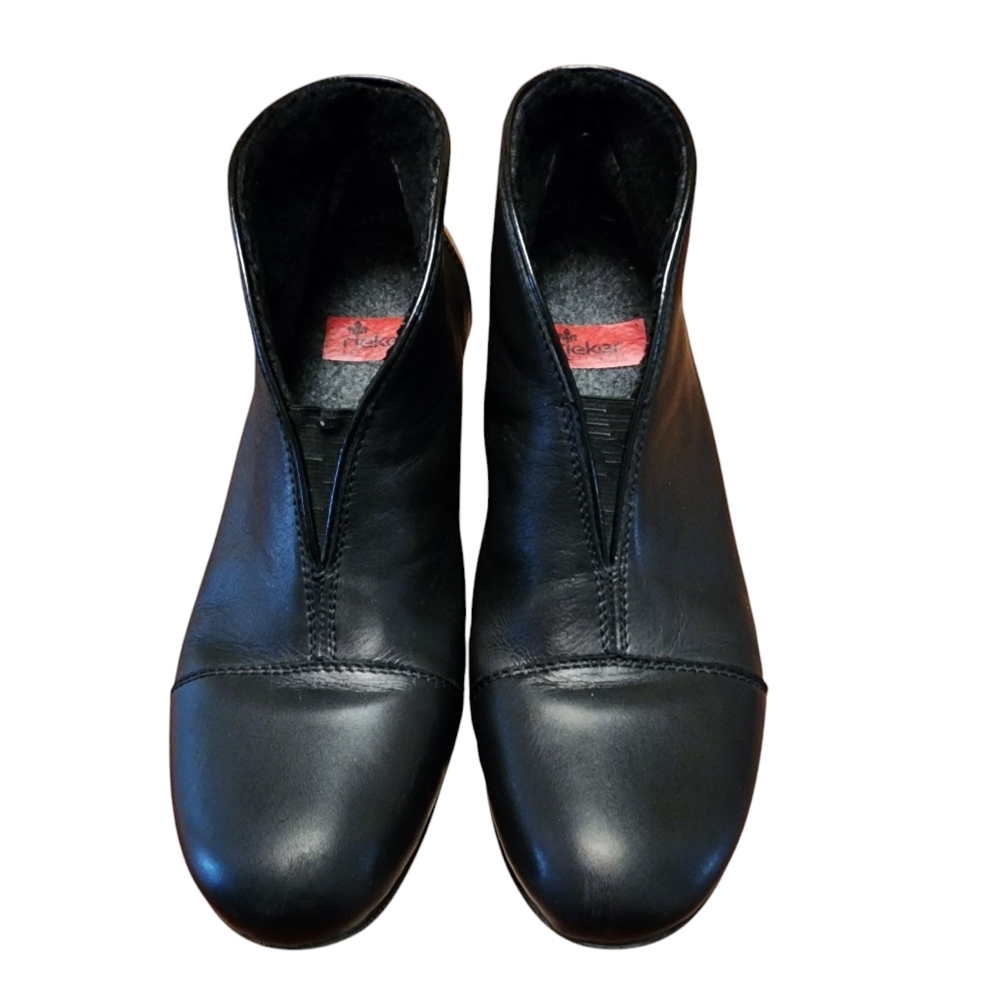 Rieker Black Leather Ankle Booties Size 37 - Picture 3 of 11